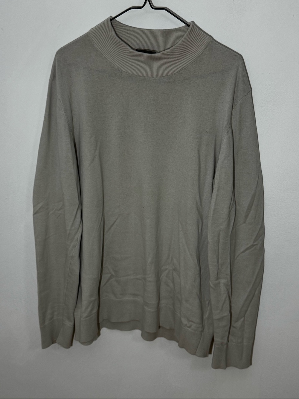 H&M Men’s Slim Fit Mock Neck Cotton Sweater Beige Size L